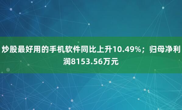 炒股最好用的手机软件同比上升10.49%；归母净利润8153.56万元